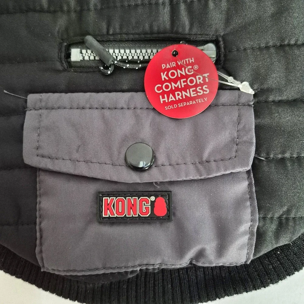 KONG NEW Stay Dry Comfort Dog Vest Harness Grey Black Water Repel Padded S